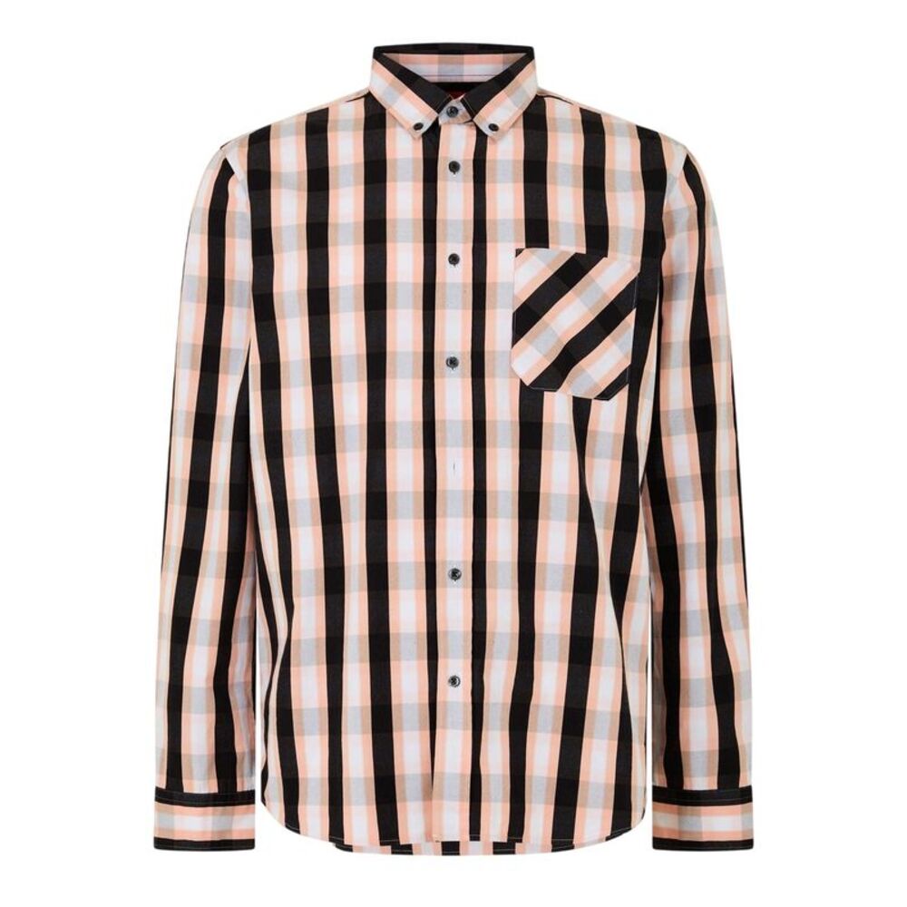 Hugo Mens Striped Oxford Shirt / Red/Black/White